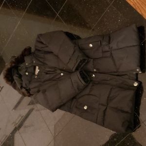 Black puffy coat with real Mink hood size S. Never worn.